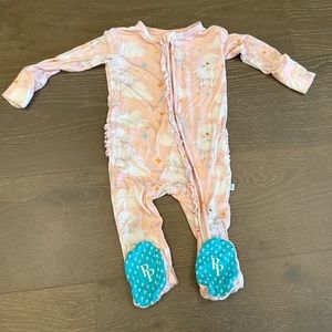 Posh Peanut Mary Lamb Ruffled Footie Zipper Pajamas, 9-12 months